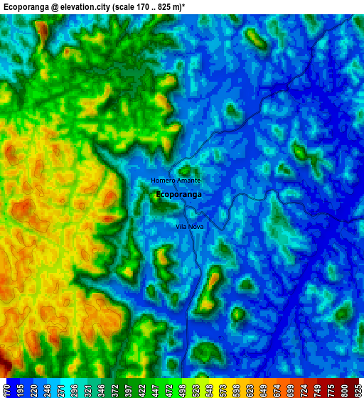 Zoom OUT 2x Ecoporanga, Brazil elevation map