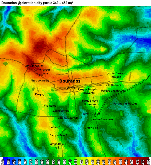 Zoom OUT 2x Dourados, Brazil elevation map