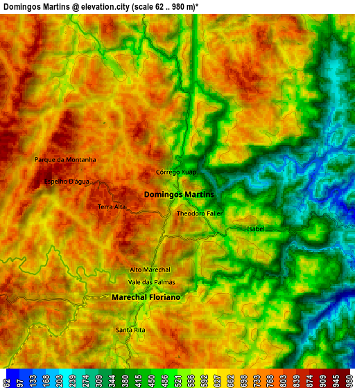 Zoom OUT 2x Domingos Martins, Brazil elevation map
