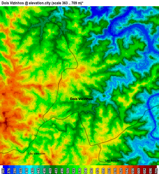 Zoom OUT 2x Dois Vizinhos, Brazil elevation map