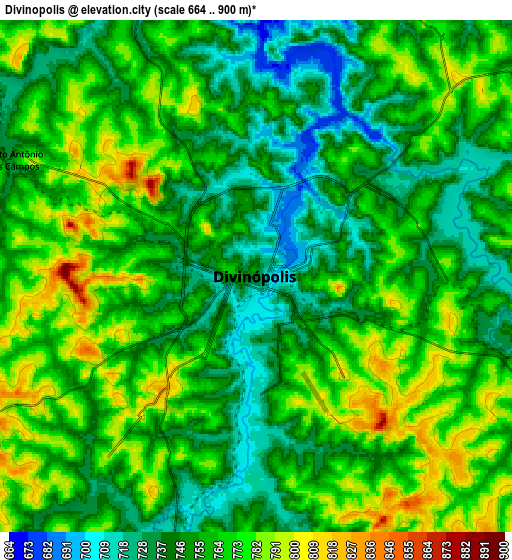 Zoom OUT 2x Divinópolis, Brazil elevation map