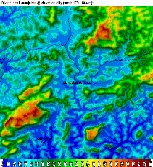 Zoom OUT 2x Divino das Laranjeiras, Brazil elevation map