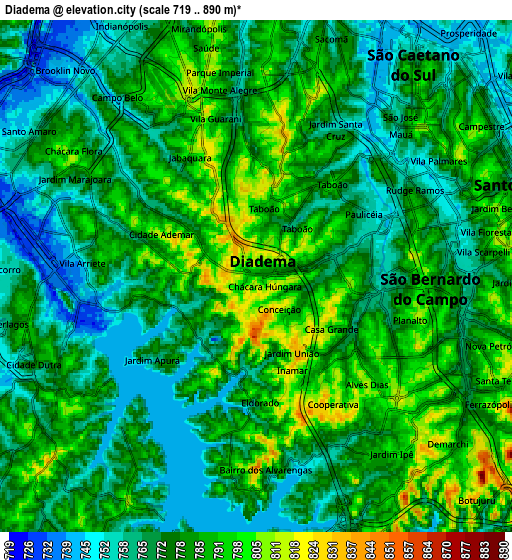 Zoom OUT 2x Diadema, Brazil elevation map
