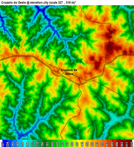 Zoom OUT 2x Cruzeiro do Oeste, Brazil elevation map