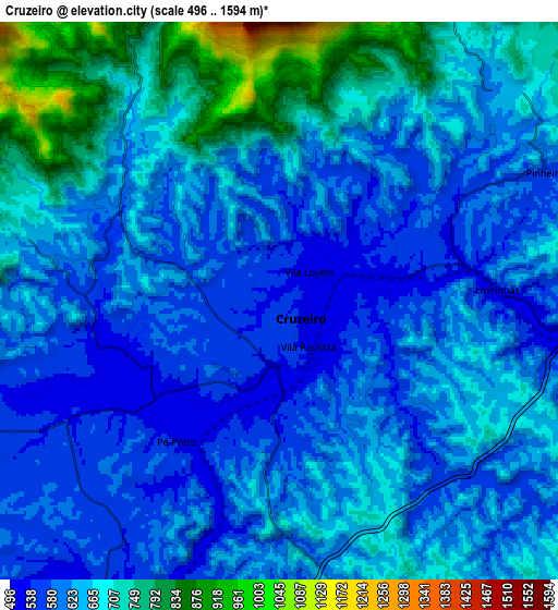 Zoom OUT 2x Cruzeiro, Brazil elevation map