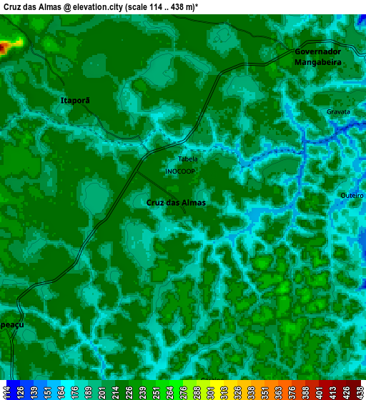 Zoom OUT 2x Cruz das Almas, Brazil elevation map