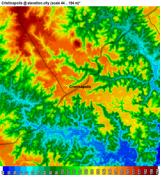 Zoom OUT 2x Cristinápolis, Brazil elevation map