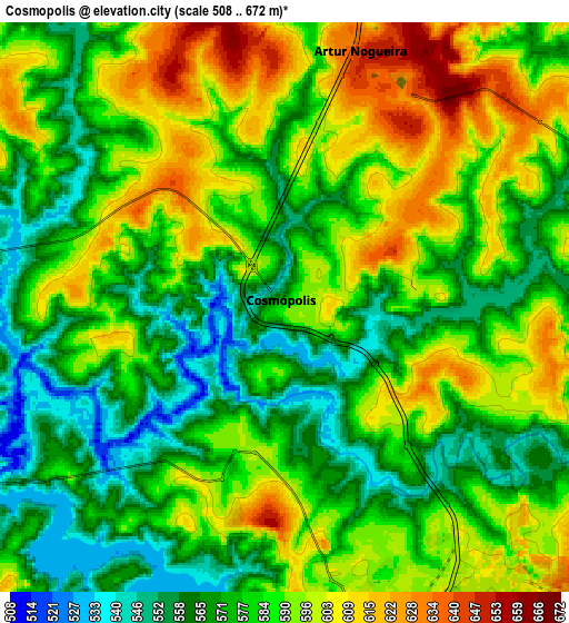 Zoom OUT 2x Cosmópolis, Brazil elevation map