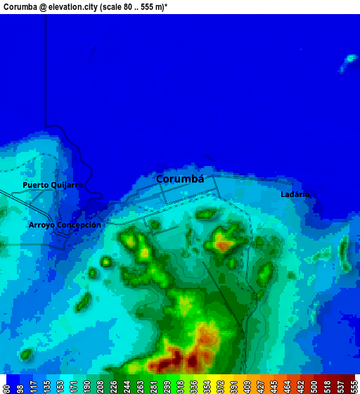 Zoom OUT 2x Corumbá, Brazil elevation map