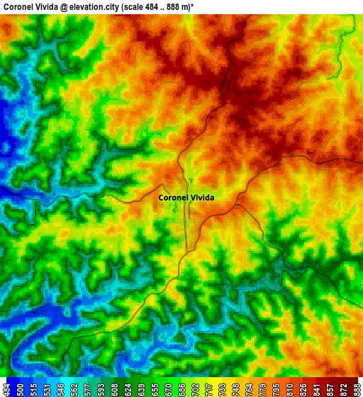 Zoom OUT 2x Coronel Vivida, Brazil elevation map