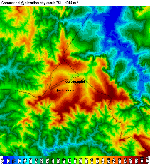 Zoom OUT 2x Coromandel, Brazil elevation map