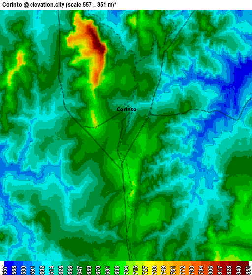 Zoom OUT 2x Corinto, Brazil elevation map