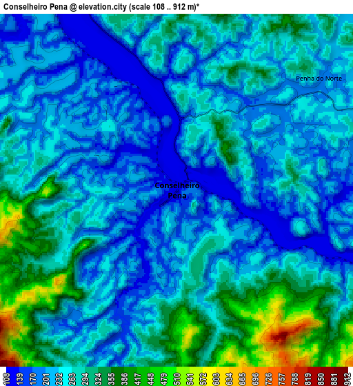 Zoom OUT 2x Conselheiro Pena, Brazil elevation map