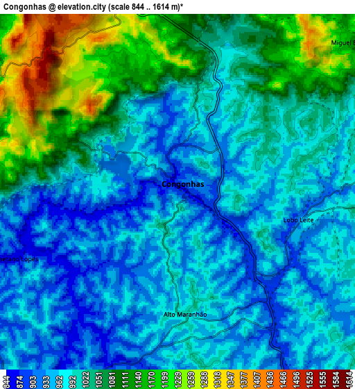 Zoom OUT 2x Congonhas, Brazil elevation map