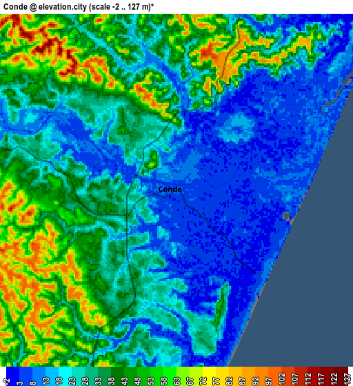 Zoom OUT 2x Conde, Brazil elevation map