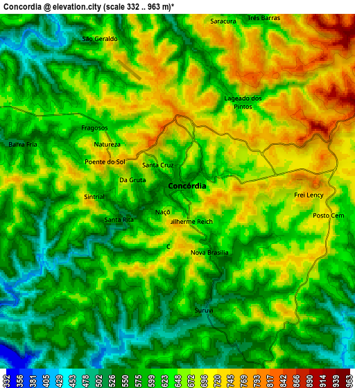 Zoom OUT 2x Concórdia, Brazil elevation map