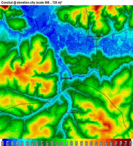 Zoom OUT 2x Conchal, Brazil elevation map