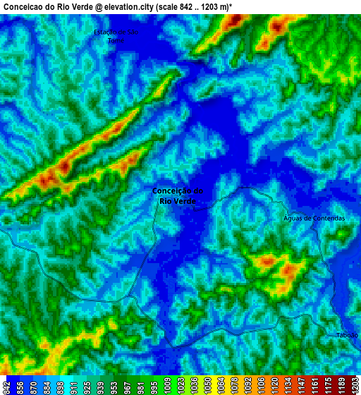 Zoom OUT 2x Conceição do Rio Verde, Brazil elevation map