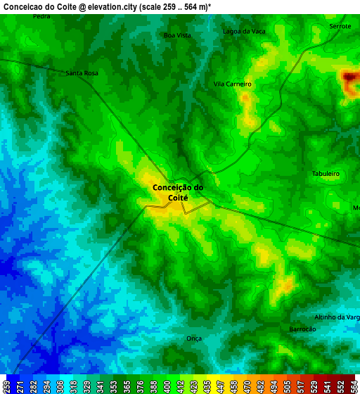 Zoom OUT 2x Conceição do Coité, Brazil elevation map