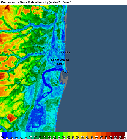Zoom OUT 2x Conceição da Barra, Brazil elevation map