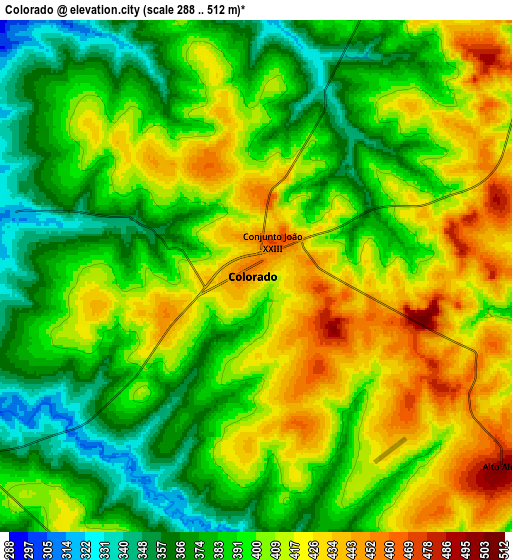 Zoom OUT 2x Colorado, Brazil elevation map