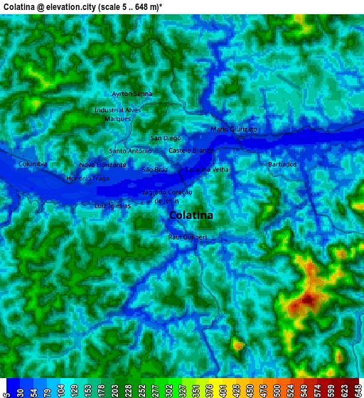 Zoom OUT 2x Colatina, Brazil elevation map
