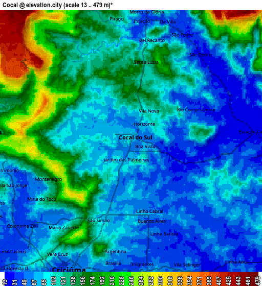 Zoom OUT 2x Cocal, Brazil elevation map