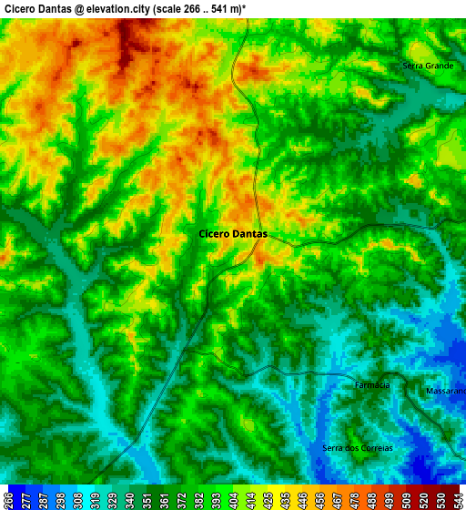 Zoom OUT 2x Cícero Dantas, Brazil elevation map