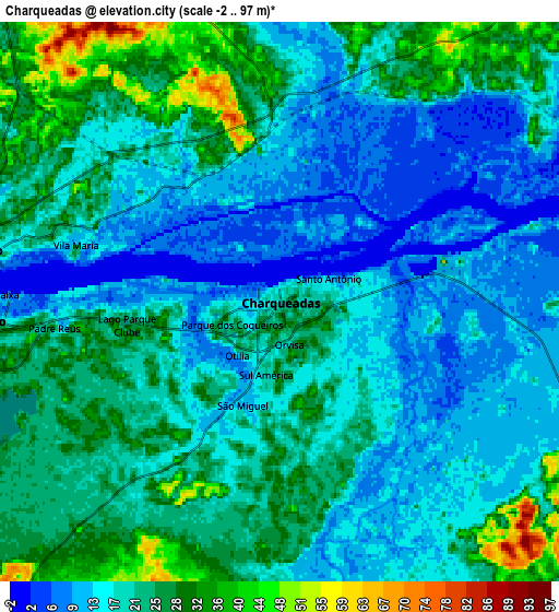 Zoom OUT 2x Charqueadas, Brazil elevation map