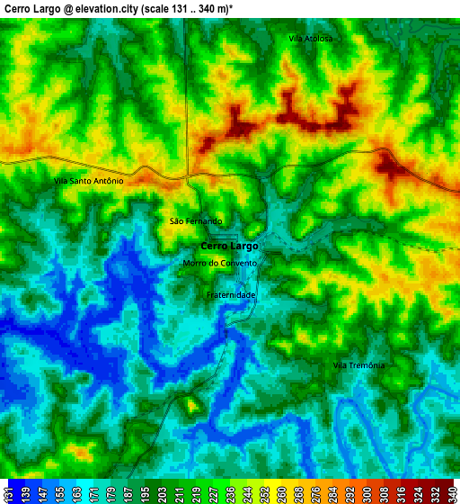 Zoom OUT 2x Cerro Largo, Brazil elevation map