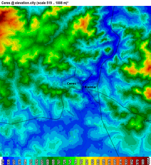 Zoom OUT 2x Ceres, Brazil elevation map