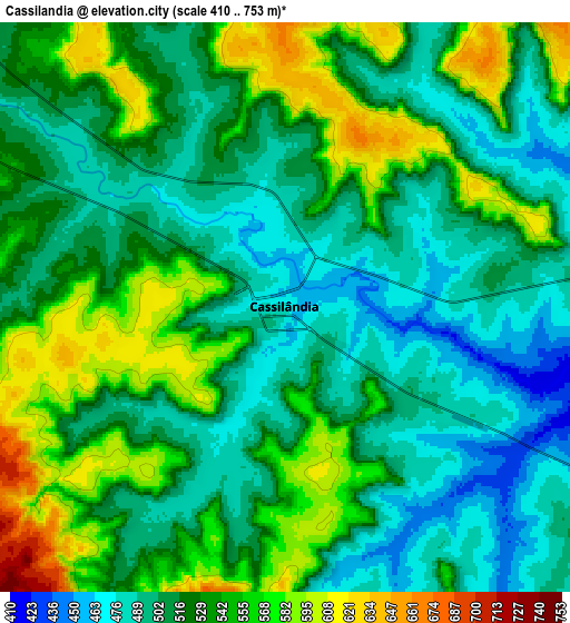 Zoom OUT 2x Cassilândia, Brazil elevation map