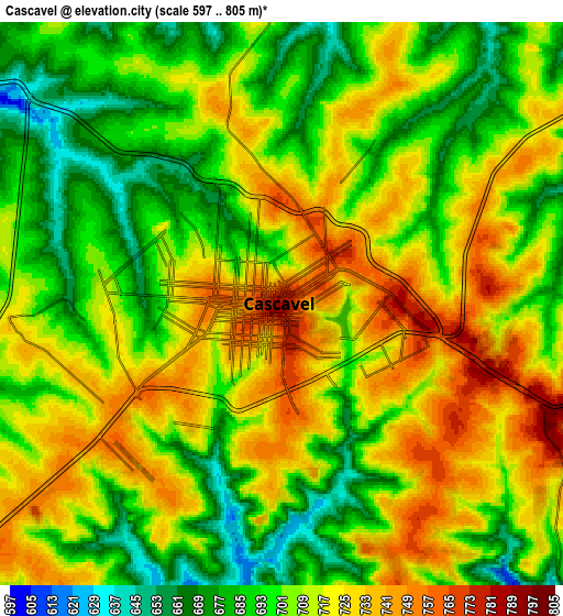 Zoom OUT 2x Cascavel, Brazil elevation map