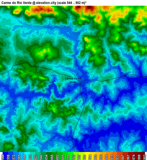 Zoom OUT 2x Carmo do Rio Verde, Brazil elevation map