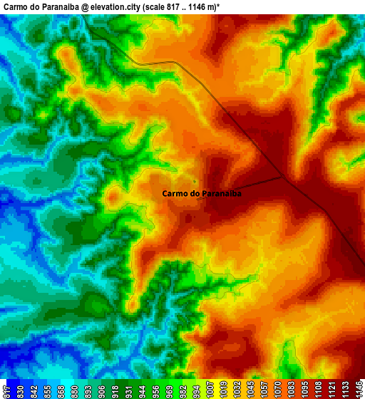 Zoom OUT 2x Carmo do Paranaíba, Brazil elevation map