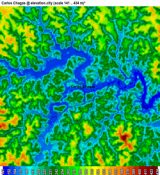 Zoom OUT 2x Carlos Chagas, Brazil elevation map