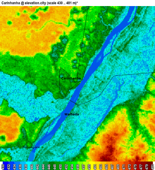 Zoom OUT 2x Carinhanha, Brazil elevation map