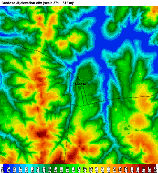 Zoom OUT 2x Cardoso, Brazil elevation map