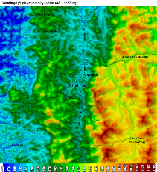 Zoom OUT 2x Caratinga, Brazil elevation map