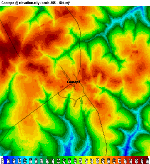 Zoom OUT 2x Caarapó, Brazil elevation map