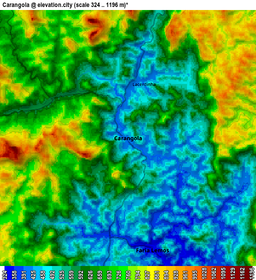 Zoom OUT 2x Carangola, Brazil elevation map