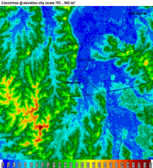 Zoom OUT 2x Canoinhas, Brazil elevation map