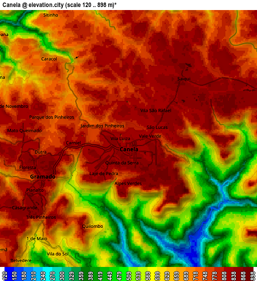 Zoom OUT 2x Canela, Brazil elevation map
