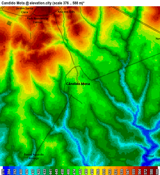 Zoom OUT 2x Cândido Mota, Brazil elevation map