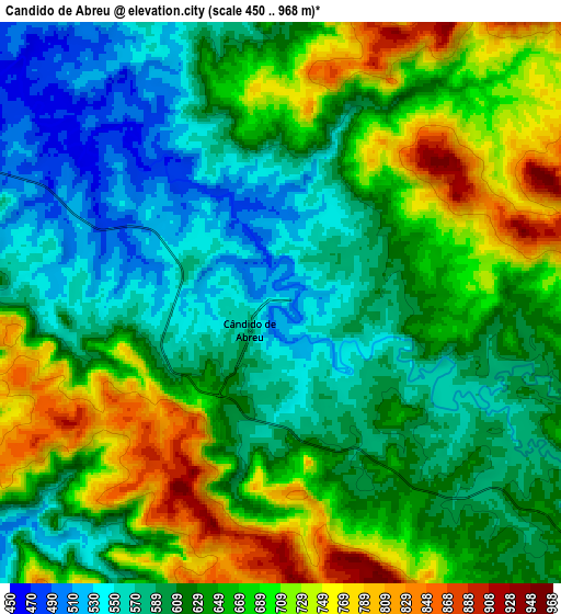 Zoom OUT 2x Cândido de Abreu, Brazil elevation map