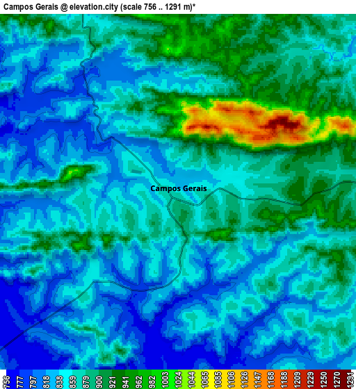 Zoom OUT 2x Campos Gerais, Brazil elevation map