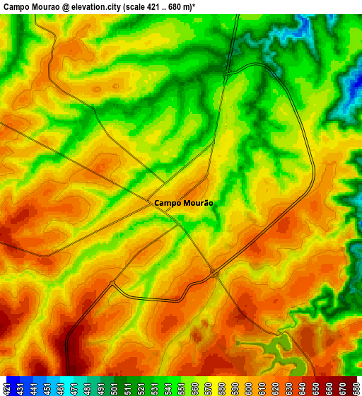 Zoom OUT 2x Campo Mourão, Brazil elevation map