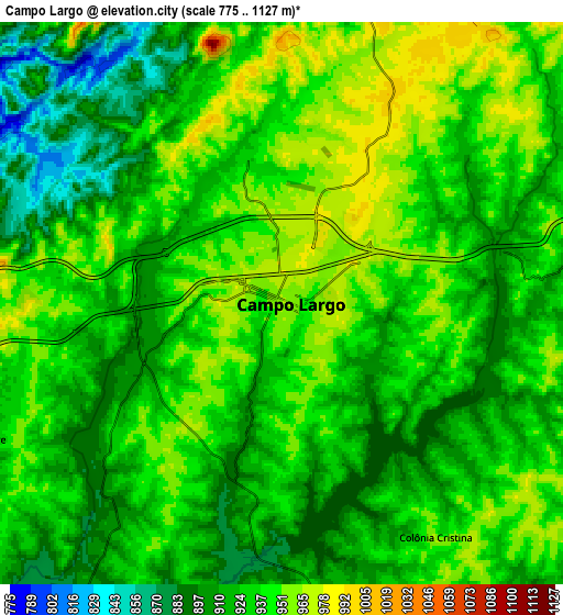Zoom OUT 2x Campo Largo, Brazil elevation map