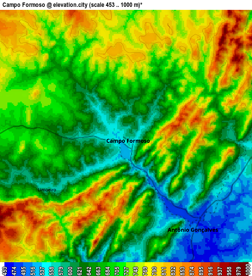 Zoom OUT 2x Campo Formoso, Brazil elevation map