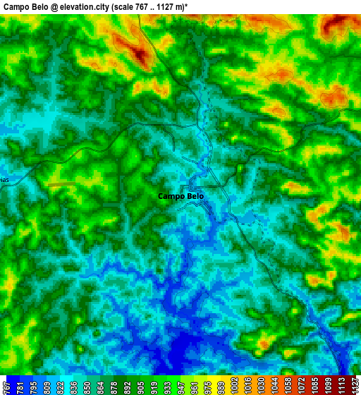 Zoom OUT 2x Campo Belo, Brazil elevation map